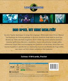 "LOG HORIZON" Logo oben, Bilder von Charakteren darunter. Text: "Das Spiel ist ihre Realität". Bonus: 4 Artcards, Poster.