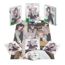 Text: "Alya Sometimes Hides Her Feelings in Russian". Verschiedene Anime-Charaktere in Schuluniformen, künstlerisch dargestellt.