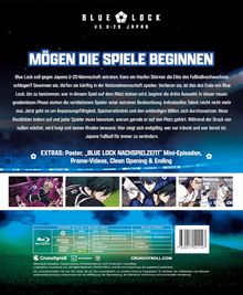 Es handelt sich um eine Blu-ray-Verpackung von "Blue Lock vs. U-20 Japan" mit Bildern aus dem Anime und zusätzlichen Infos.