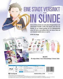 EINE STADT VERSINKT IN SÜNDE. Text beschreibt eine Handlung um Emilia und Subaru. Beinhaltet Artbook, Anhänger, Artcards, Sticker.