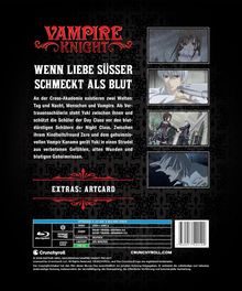 Text oben: "Vampire Knight". Darunter: "Wenn Liebe süßer schmeckt als Blut". Illustrationen zeigen Anime-Charaktere.