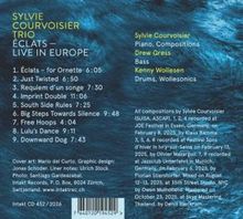 "SYLVIE COURVOISIER TRIO ÉCLATS - LIVE IN EUROPE. Titel wie 'Éclats - for Ornette' aufgeführt. Sylvie Courvoisier: Piano."