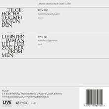 "BWV 1083 Bestimmung unbekannt 35:49; BWV 123 Kantate zu Epiphanias 23:18. Live Recording." Oben Name von Bach.