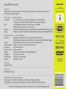 Johann Sebastian Bach (1685-1750): Bach-Kantaten-Edition der Bach-Stiftung St.Gallen - Kantate BWV 94, DVD