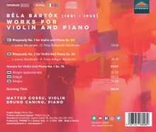 Bela Bartok (1881-1945): Werke für Violine &amp; Klavier, CD