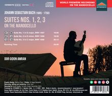 Johann Sebastian Bach. Suiten Nr. 1, 2, 3 auf dem Mandocello von Dor Gidon Amran. Silhouette eines Musikers bei Sonnenuntergang.