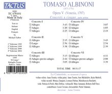 Tomaso Albinoni (1671-1751): Concerti op.5 Nr.1-6, CD