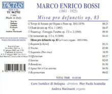 Marco Enrico Bossi (1861-1925): Missa pro Defunctis op.83 für Chor &amp; Orgel, CD