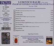 Ludovico Balbi (1545-1604): Psalmi Ad Vesperas Canendi Per Annum Vol.1, CD