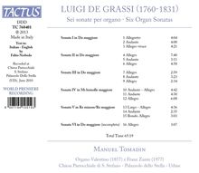 Luigi De Grassi (1760-1831): Orgelsonaten Nr.1-6, CD