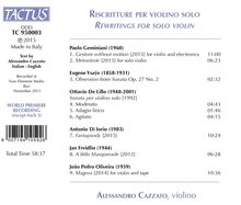 Alessandro Cazzato - Rewritings for solo violin, CD