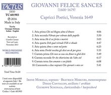 Giovanni Felice Sances (1600-1679): Arien &amp; Kantaten "Capricci Poetici", CD