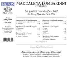 Maddalena Lombardini (1735-1799): Streichquartette Nr.1-6 (Paris 1769), CD