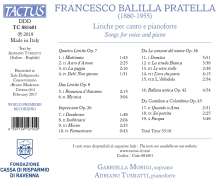 Francesco Balilla Pratella (1880-1955): Lieder für Stimme &amp; Klavier, CD