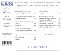Simone Vebber - Musica per organo a Trento ai tempi del Conte Matteo Thun, CD
