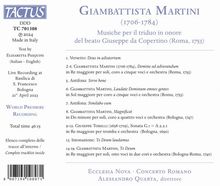 Giovanni Battista Martini (1706-1784): Geistliche Werke "Musiche per il triduo in onore del beato Giuseppe da Copertino", CD