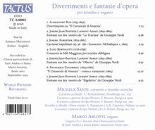 "Tactus" oben links, "Divertimenti e fantasie d'opera" oben rechts, Liste von Kompositionen mit Zeiten, Interpreten unten.