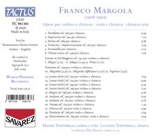 Franco Margola 1908-1992. Oper für Violine und andere Instrumente. Titel, Dauer, Künstler, Aufnahmeort und -datum.