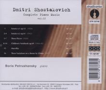 Dmitri Shostakovich, Complete Piano Music vol. II. Werke aufgelistet, Pianist Boris Petrushansky. Stradivarius-Logo und Barcode.