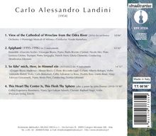 "Carlo Alessandro Landini [1954]" gefolgt von vier Musikstücken und deren Details sowie ein Stradivarius-Logo rechts.