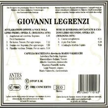 Giovanni Legrenzi (1626-1690): Acclamationi divote a voce sola op.10 (Bologna 1670), CD