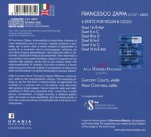 Francesco Zappa (1763-1788): Duette für Violine &amp; Cello Nr.1-6, CD