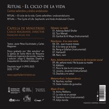 RITUAL · El ciclo de la vida. Cantos sefardíes y árabo-andalusíes. Capella de Ministrers. 17 Titel in 5 Abschnitten.