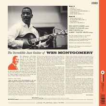 Texte rechts: 

**Side A**
1. Airegin 4:23
2. D Natural Blues 5:27
3. Polka Dots and Moonbeams 4:46
4. Four on Six 4:00
5. West Coast Blues 7:28

**Side B**
1. In Your Own Sweet Way 5:38
2. Mr. Walker 4:37
3. Gone with the Wind 6:23

Haupttext links: Wes Montgomery in Schwarz-Weiß mit Gitarre. Text über seine Bedeutung im Jazz.

Logo: Porträt von Wes Montgomery in Rot.