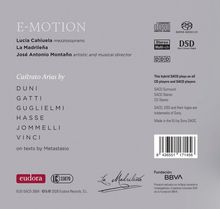 "E-MOTION. Lucía Caihuela, La Madrileña, José Antonio Montaño. Castrato Arias by Duni, Gatti, Guglielmi, Hasse, Jommelli, Vinci."