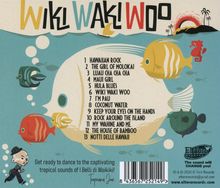 "WIKI WAKI WOO" in bunten Buchstaben, darunter eine Liste von 13 Liedtiteln. Illustrative Fische und Tropen-Szene im Hintergrund.