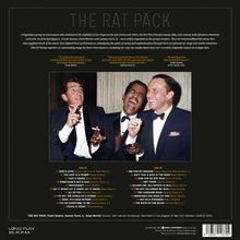 „THE RAT PACK“ steht oben. Zitate: Dean Martin, Sammy Davis Jr., Frank Sinatra. Drei Männer lachen in Anzügen.