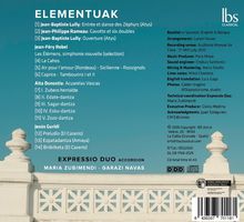 Das Bild zeigt eine Liste von Musikstücken und Künstlern. Titel: "ELEMENTUAK", Künstler: "EXPRESSIO DUO".