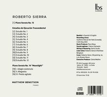ROBERTO SIERRA, Klavierwerke, Interpreten: Matthew Bengtson, Piano Sonata Nr. 13, Studien, Mondschein-Sonate. IBS Classical Logo.
