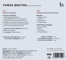 "TOMÁS BRETÓN SONGS & PIANO TRIOS. CD 1: Songs for voice & piano. CD 2: Chamber music for violin, cello & piano. IBS Classical Logo."