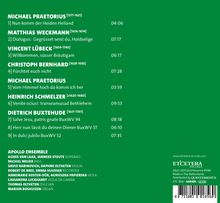 Namen von Komponisten und Stücken, auch Zeiten: Michael Praetorius, Matthias Weckmann, Vincent Lübeck; Studioangaben unten.