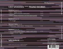 LEO SAMAMA [1951] PIANO WORKS; Sonate no. 1 Opus 15; Sofia Vasheruk piano; Etikett mit horizontalen Streifen in Brauntönen.