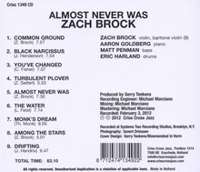 Zach Brock: Almost Never Was, CD