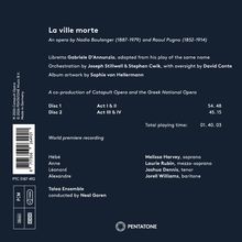 "La ville morte", Oper von Nadia Boulanger und Raoul Pugno; Disc 1: Akt I & II, Disc 2: Akt III & IV;  Gesamtzeit: 01:40:03. PENTATONE-Logo unten.
