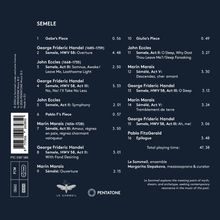 Titel: Semele. Komponisten: George Frideric Handel, John Eccles, Marin Marais. Tracks mit Dauer gelistet. Logo: Pentatone.