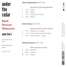 "under the radar", Bach, Strauss, Glazunov, semi live I. Werke von Jeroen de Groot (Violine) und Bernd Brackman (Klavier).