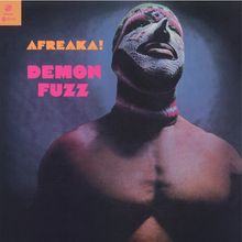 „AFREAKA! DEMON FUZZ“ in kräftigen Farben. Ein maskierter, muskulöser Oberkörper im Licht.