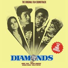 "The Original Film Soundtrack", "Diamonds". Vier Personen in Dreiecksform; eine hält ein Mikrofon. Featuring "The Three Degrees".