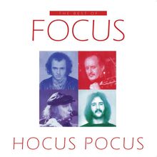 "The Best of Focus", "Hocus Pocus". Vier Musikerporträts in unterschiedlichen Farbtönen.
