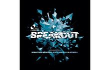 "BREAKOUT Remixes by Sebastian Ingrosso, Steve Angello & Axwell." Eine blaue Explosion aus abstrakten Formen.