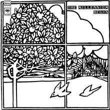 „THE MILLENNIUM BEGIN“ steht in einem Bereich des Bildes. Illustration zeigt einen Baum, Vögel und eine Kirche im Stil eines Comics.