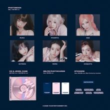 "PHOTOBOOK 36p / 142×195 mm. CD & Jewel Case, Selfie Photocards, Stickers. Namen: Ruka, Pharita, Asa, Ahyeon, Rora, Chiquita."