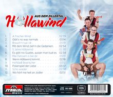 Albumtitel "Höllawind". Liederliste: 1. A frischer Wind 2. Gibt’s no was normals ... 12. Wo hört ma heit an Jodler. Vier Männer mit Instrumenten.