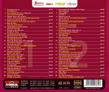 Musiktrackliste mit Titeln und Interpreten. Enthält Logos von "Stimmungsgarten", "RTV1", "TVEINS", "Tyrolis Music".