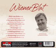 "Wiener Blut". Titelliste mit 12 Tracks. Abbildung eines lächelnden Mannes rechts. Logo "Tyrolis music" unten links.