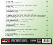 Texte: Liste von 13 Musiktiteln mit Künstlern und Verlagen. Am unteren Rand befindet sich ein "TYROLIS music" Logo.